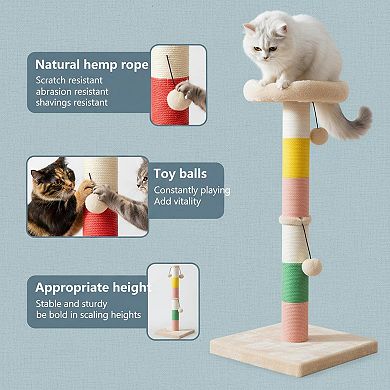 Nicate 30 Inch Cat Scratching Post with 4 Plush Balls Sisal Rope Thickened Base