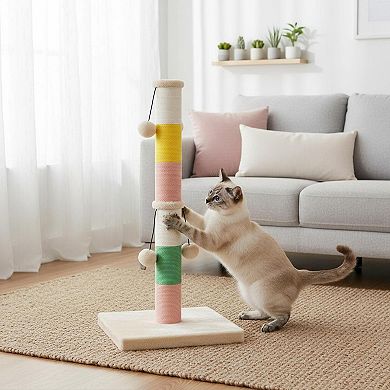 Nicate 30 Inch Cat Scratching Post with 4 Plush Balls Sisal Rope Thickened Base