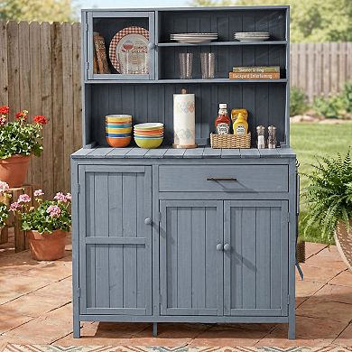 Merax 65" Solid Fir Wood Potting Bench with Hutch Garden Workstation & Patio Kitchen Island