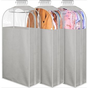 10" Gusseted Garment Bags for Hanging Clothes 40" Clear Suit Bags for Closet Storage Suits 3 Packs