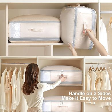 Comforter Storage Bag - Large Capacity Blanket Storage Bags 3-Layer Ultra Space Saving 2-Pack