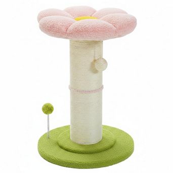 Nicate Flower Cat Scratcher with Removable Bed Hanging Spring Balls for Indoor Cats