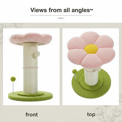 Nicate Flower Cat Scratcher with Removable Bed Hanging Spring Balls for Indoor Cats