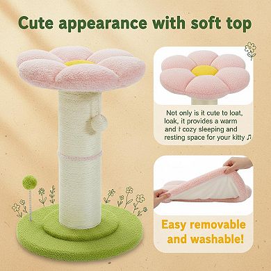 Nicate Flower Cat Scratcher with Removable Bed Hanging Spring Balls for Indoor Cats