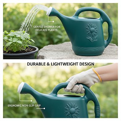 Hunter Green Watering Can 2 Gallon, Large Capacity for Outdoor Garden