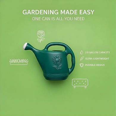 Hunter Green Watering Can 2 Gallon, Large Capacity for Outdoor Garden