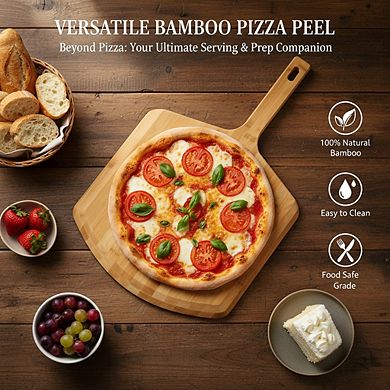 16 Inch 100%Bamboo Pizza Peel, Wood Paddle Spatula for Serving Pizza, Bread Cheese