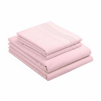1800 Thread Count Sheet Set Soft Microfiber Bedding Fitted Flat Pillow Cases Elastic Straps