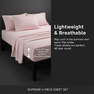 1800 Thread Count Sheet Set Soft Microfiber Bedding Fitted Flat Pillow Cases Elastic Straps