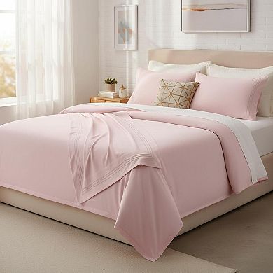 1800 Thread Count Sheet Set Soft Microfiber Bedding Fitted Flat Pillow Cases Elastic Straps