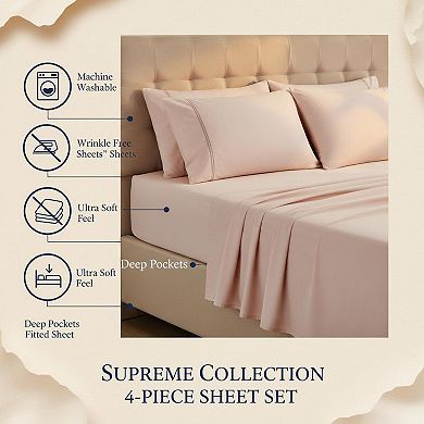 1800 Thread Count Sheet Set Soft Microfiber Bedding Fitted Flat Pillow Cases Elastic Straps