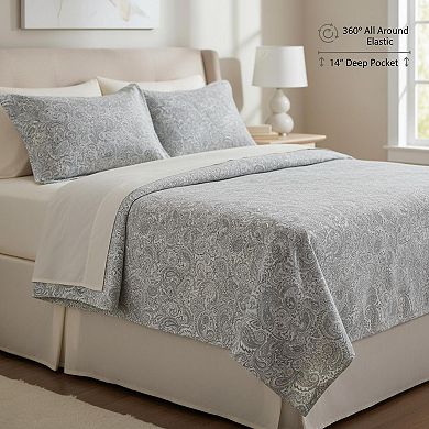 100% Cotton King Sheet Set 4-Piece Breathable Cool Soft 14" Pocket Fits 16" Mattress All Seasons