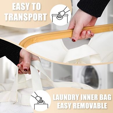 Great Ambitions Large 3-Section Laundry Hamper with Lid, 160L Capacity for Bedroom & Laundry Room Be