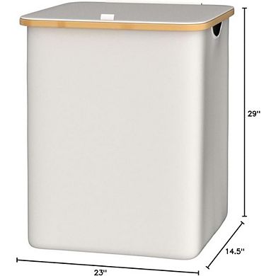 Great Ambitions Large 3-Section Laundry Hamper with Lid, 160L Capacity for Bedroom & Laundry Room Be
