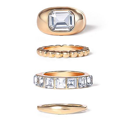 JS Jessica Simpson 4-Piece Textured Gold-Tone Ring Set