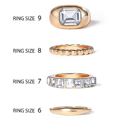 JS Jessica Simpson 4-Piece Textured Gold-Tone Ring Set