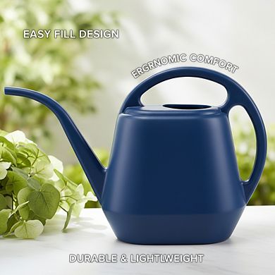 Blue Plastic Watering Can 1 Gallon, Lightweight for Outdoor Garden