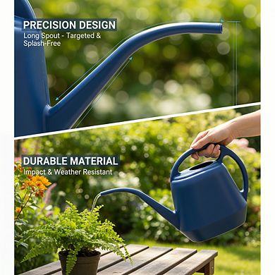 Blue Plastic Watering Can 1 Gallon, Lightweight for Outdoor Garden