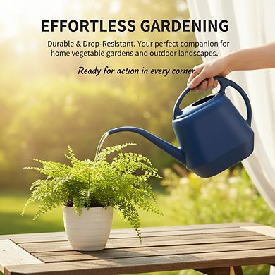 Blue Plastic Watering Can 1 Gallon, Lightweight for Outdoor Garden