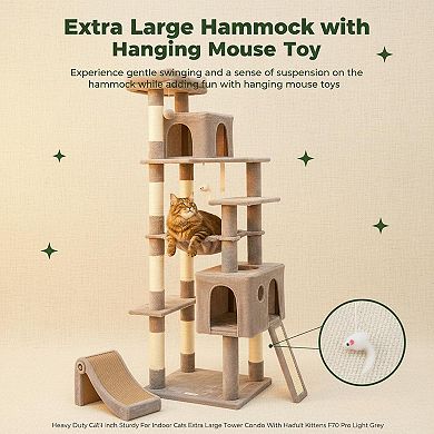 Nicate Heavy Duty Cat Tree: Sturdy Indoor XL Tower with Hammock, Condo, Sisal Posts, Climbing Paths,