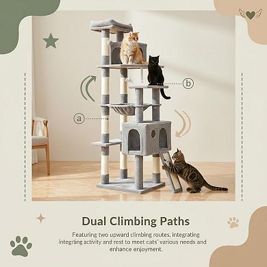 Nicate Heavy Duty Cat Tree: Sturdy Indoor XL Tower with Hammock, Condo, Sisal Posts, Climbing Paths,