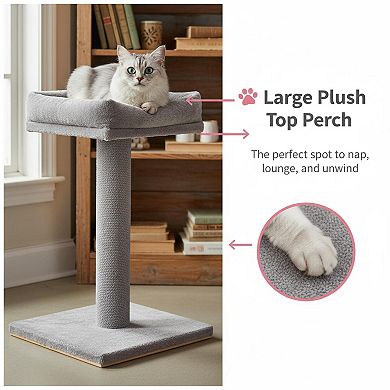 Nicate Cat Scratcher Tower 32" Tall with Bed Plush Toy Heavy-Duty Carpet Stable
