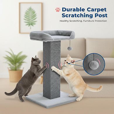 Nicate Cat Scratcher Tower 32" Tall with Bed Plush Toy Heavy-Duty Carpet Stable