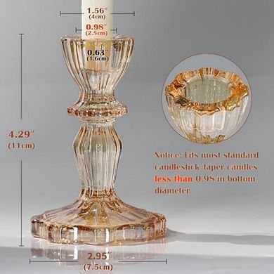 MOEPLSY 6-Piece Gold Glass Taper Candle Holders, Tall Decorative Stands for Table Centerpieces