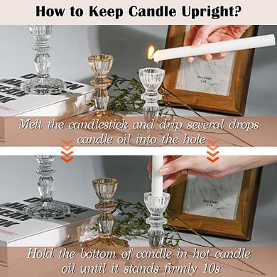 MOEPLSY 6-Piece Gold Glass Taper Candle Holders, Tall Decorative Stands for Table Centerpieces
