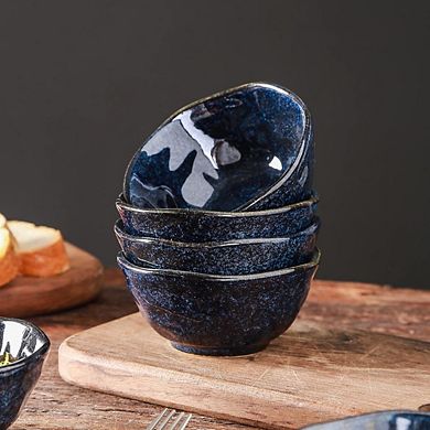 6-Piece Small Ceramic Dessert Bowls Set, 10oz, Microwave, Oven & Dishwasher Safe, Starry Blue