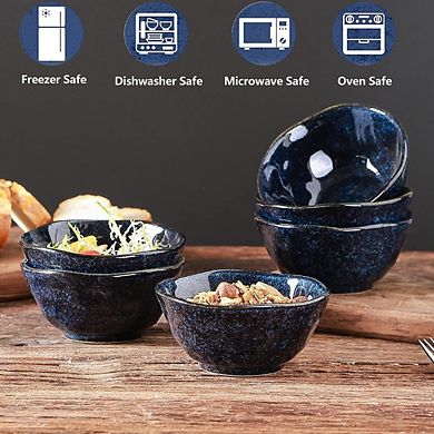6-Piece Small Ceramic Dessert Bowls Set, 10oz, Microwave, Oven & Dishwasher Safe, Starry Blue