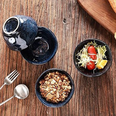 6-Piece Small Ceramic Dessert Bowls Set, 10oz, Microwave, Oven & Dishwasher Safe, Starry Blue