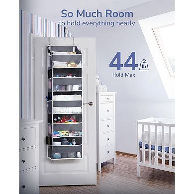 1 Pack Over Door Organizer with 5 Large Pockets 10 Mesh Side Pockets, 44 lbs Weight Capacity Hanging