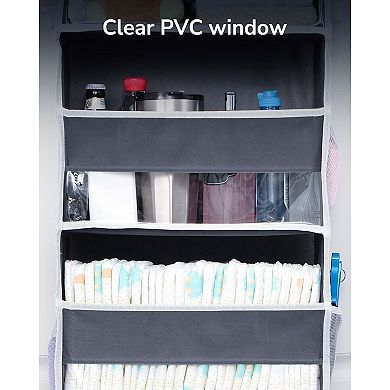 1 Pack Over Door Organizer with 5 Large Pockets 10 Mesh Side Pockets, 44 lbs Weight Capacity Hanging
