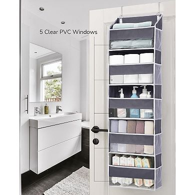 1 Pack Over Door Organizer with 5 Large Pockets 10 Mesh Side Pockets, 44 lbs Weight Capacity Hanging