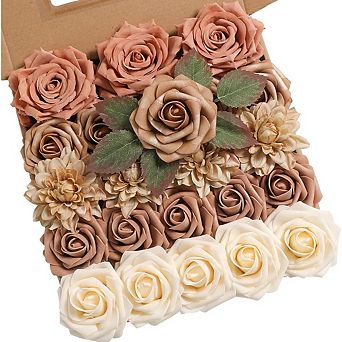 Artificial Flower & Leaf Combo Set, DIY Wedding & Home Decoration, Dusty Rose