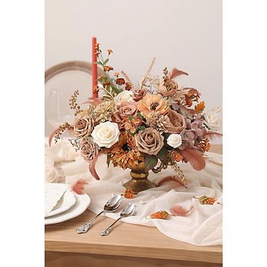 Artificial Flower & Leaf Combo Set, DIY Wedding & Home Decoration, Dusty Rose