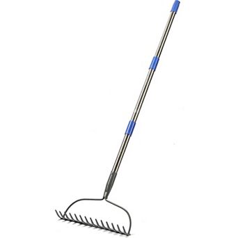 Metal Level Head Garden Rake 5FT, Stainless Steel Handle for Lawns