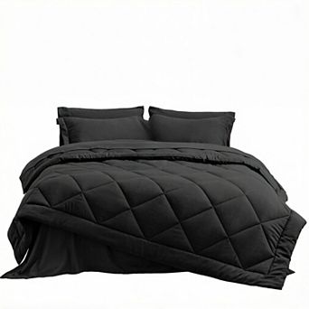 Queen Comforter Set , 7 pc Queen Bed in a Bag, All Season Bedding Sets