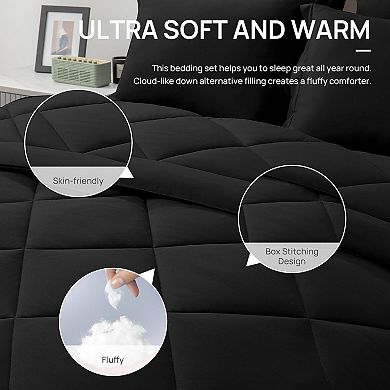 Queen Comforter Set , 7 Pieces Queen Bed in a Bag, All Season Bedding Sets