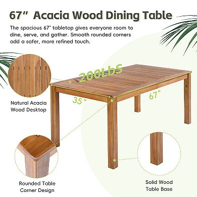Merax 67" Wooden Rectangular Patio Dining Table - Indoor/Outdoor for Poolside, Backyard & Garden
