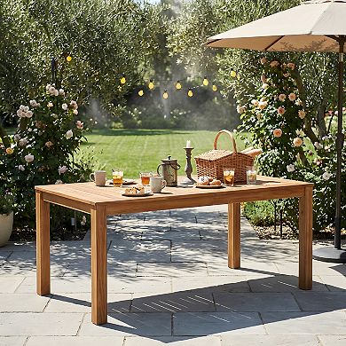 Merax 67" Wooden Rectangular Patio Dining Table - Indoor/Outdoor for Poolside, Backyard & Garden