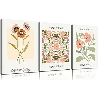 Boho Floral Canvas Wall Art Rustic Botanical Vintage Flower Prints Decor