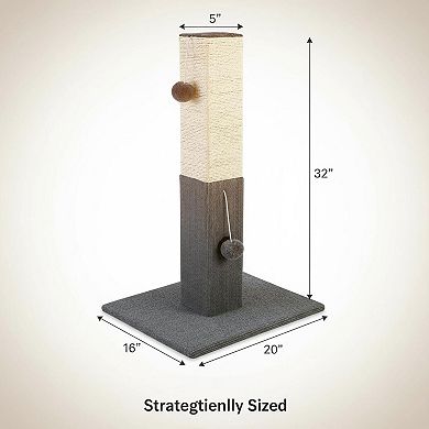 Nicate 32" Cat Scratching Tower Sisal Rope Jingle Bell Softball Stable Base Scratcher