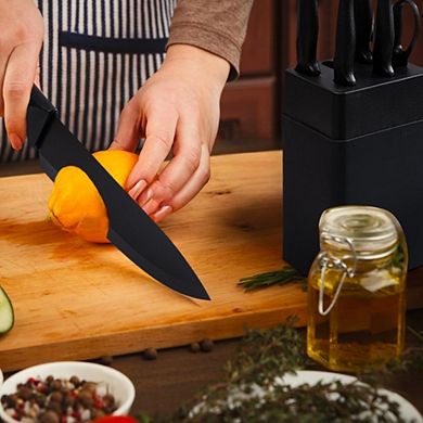 7-Piece Kitchen Knife Set with Knife Block and Built-In Sharpener Dishwasher Safe