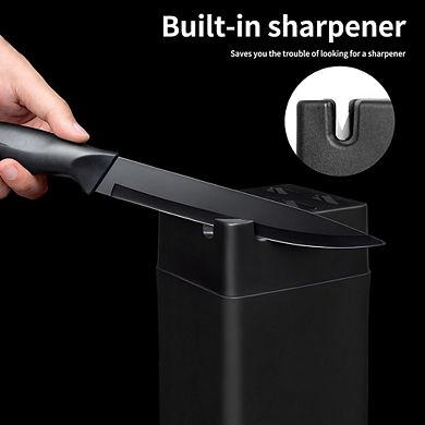 7-Piece Kitchen Knife Set with Knife Block and Built-In Sharpener Dishwasher Safe