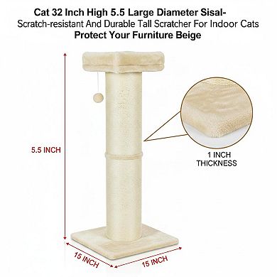 Nicate 32 Inch Tall Cat Scratcher 5.5 Inch Sisal Posts Durable Stable Furniture Protector
