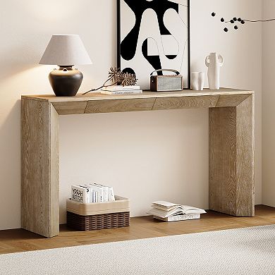 Merax 60" Modern Farmhouse Console Table with 2 Concealed Drawers