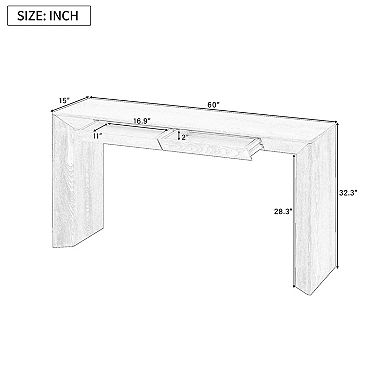 Merax 60" Modern Farmhouse Console Table with 2 Concealed Drawers