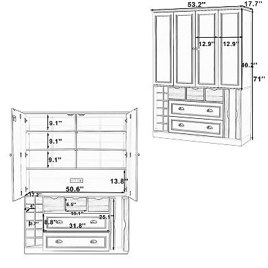 Merax 71" H Farmhouse Large Kitchen Pantry Cabinet, Storage Cupboard with Power Outlet